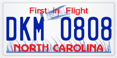 NC license plate DKM0808