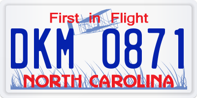 NC license plate DKM0871