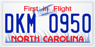 NC license plate DKM0950