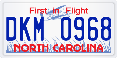 NC license plate DKM0968