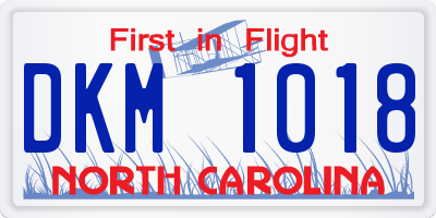 NC license plate DKM1018