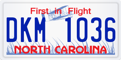NC license plate DKM1036