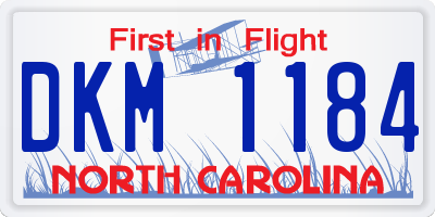 NC license plate DKM1184