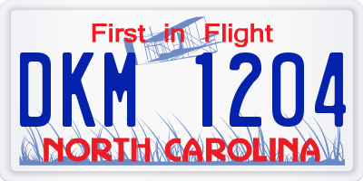 NC license plate DKM1204