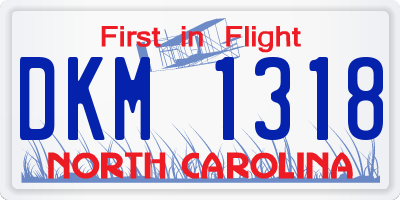 NC license plate DKM1318