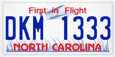 NC license plate DKM1333