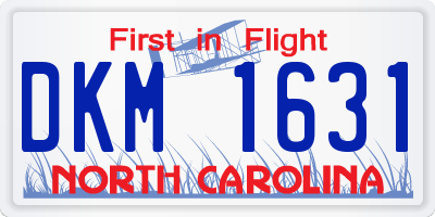 NC license plate DKM1631
