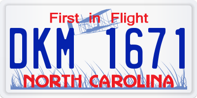 NC license plate DKM1671