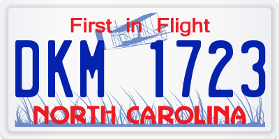 NC license plate DKM1723