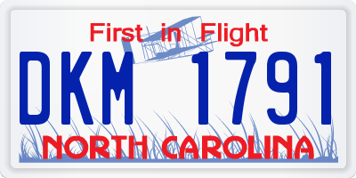 NC license plate DKM1791