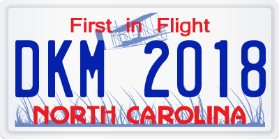 NC license plate DKM2018