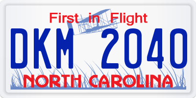NC license plate DKM2040