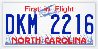 NC license plate DKM2216