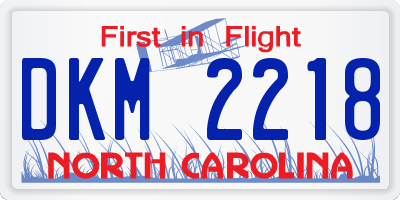 NC license plate DKM2218