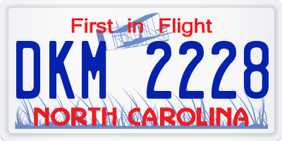 NC license plate DKM2228