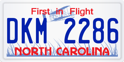 NC license plate DKM2286