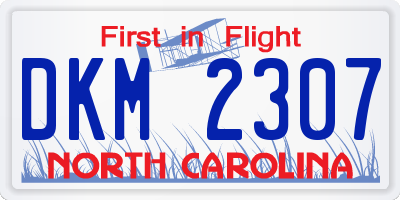 NC license plate DKM2307