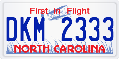 NC license plate DKM2333