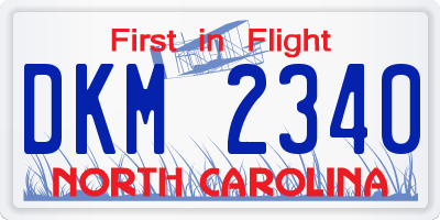 NC license plate DKM2340