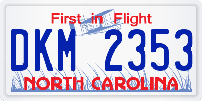 NC license plate DKM2353