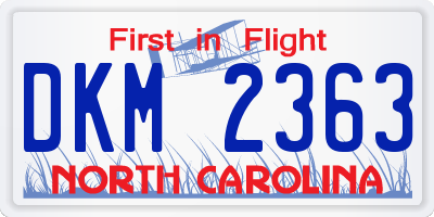 NC license plate DKM2363