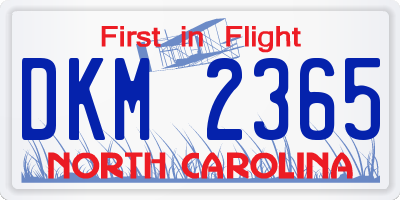 NC license plate DKM2365
