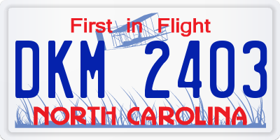 NC license plate DKM2403
