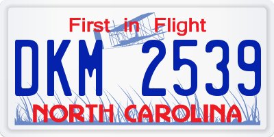 NC license plate DKM2539