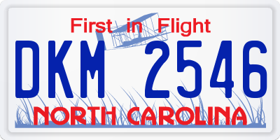 NC license plate DKM2546