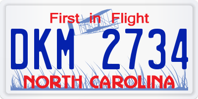 NC license plate DKM2734