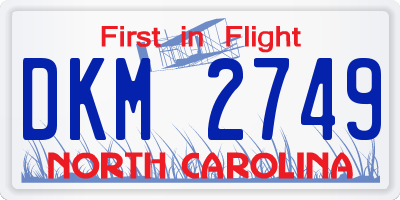 NC license plate DKM2749