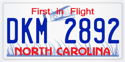 NC license plate DKM2892