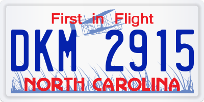 NC license plate DKM2915
