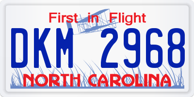 NC license plate DKM2968