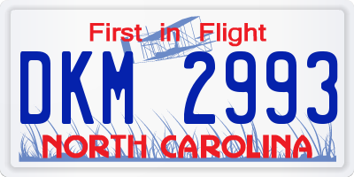 NC license plate DKM2993