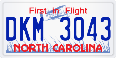 NC license plate DKM3043