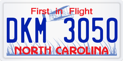 NC license plate DKM3050