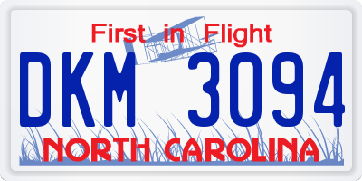 NC license plate DKM3094