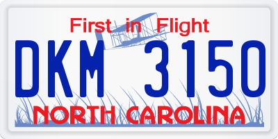 NC license plate DKM3150