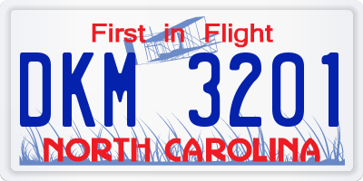 NC license plate DKM3201