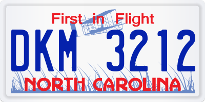 NC license plate DKM3212