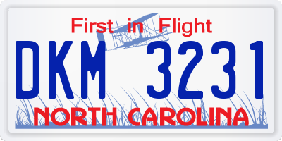 NC license plate DKM3231