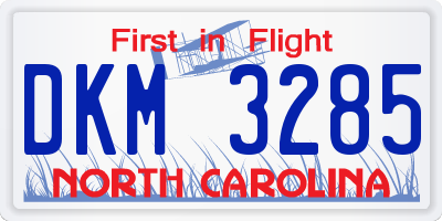 NC license plate DKM3285