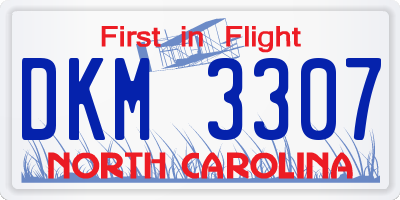 NC license plate DKM3307