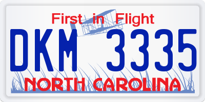 NC license plate DKM3335