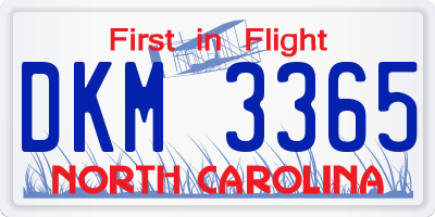 NC license plate DKM3365