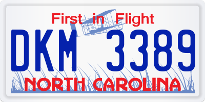 NC license plate DKM3389