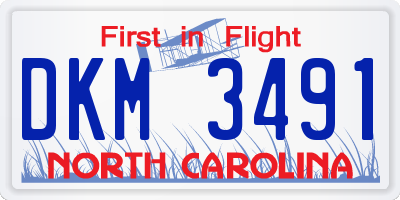 NC license plate DKM3491