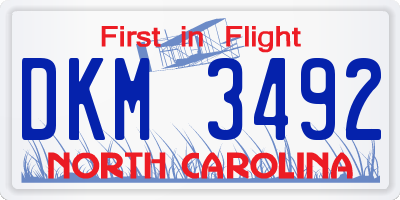 NC license plate DKM3492