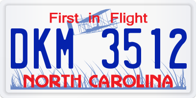NC license plate DKM3512